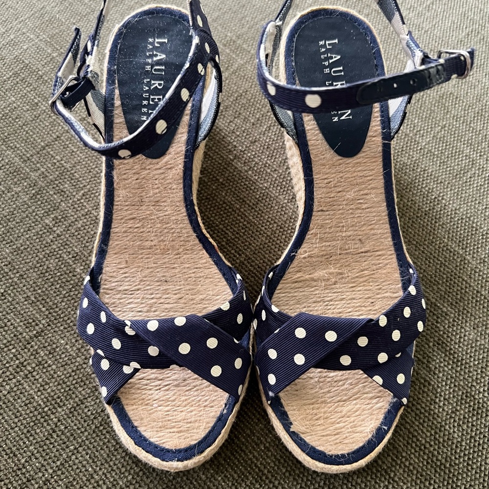 Ralph Lauren Navy Polka Dot Women's Sandals